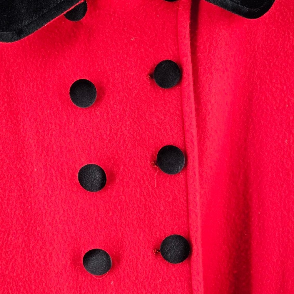 Amanda Smith Cape Women One Size Red New Velvet Collar Double Breasted - Picture 3 of 5